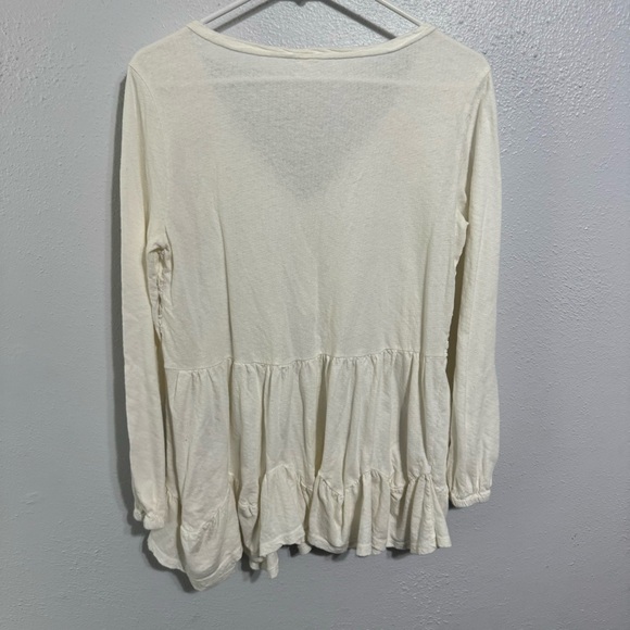 Anthropologie cream ruffle trapeze swing top med - Picture 6 of 8